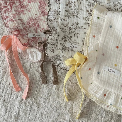 よだれかけ ベビースタイ ビブベスト よだれかけ ショール 前かけ フリル リボン フラワー花柄/水玉【mh0006401】