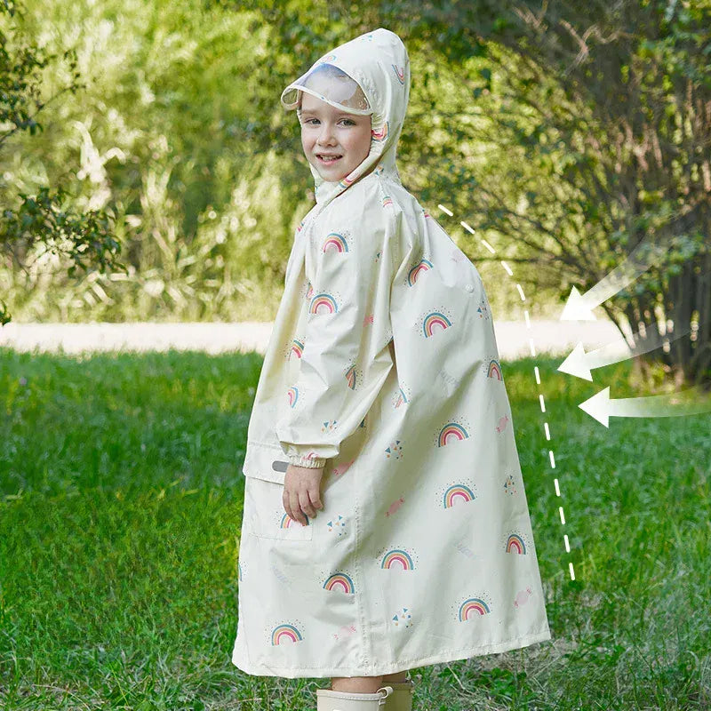 レインコート キッズレインコート 雨具 ランドセル対応フーディレインジャケット チェリー/レインボー/水玉ドットプリント【mh0007075】
