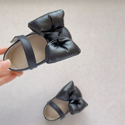 ベビー用靴 ベビーシューズ パフリボンストラップフラットバレエシューズ ファーストシューズ 靴【mh0007195】