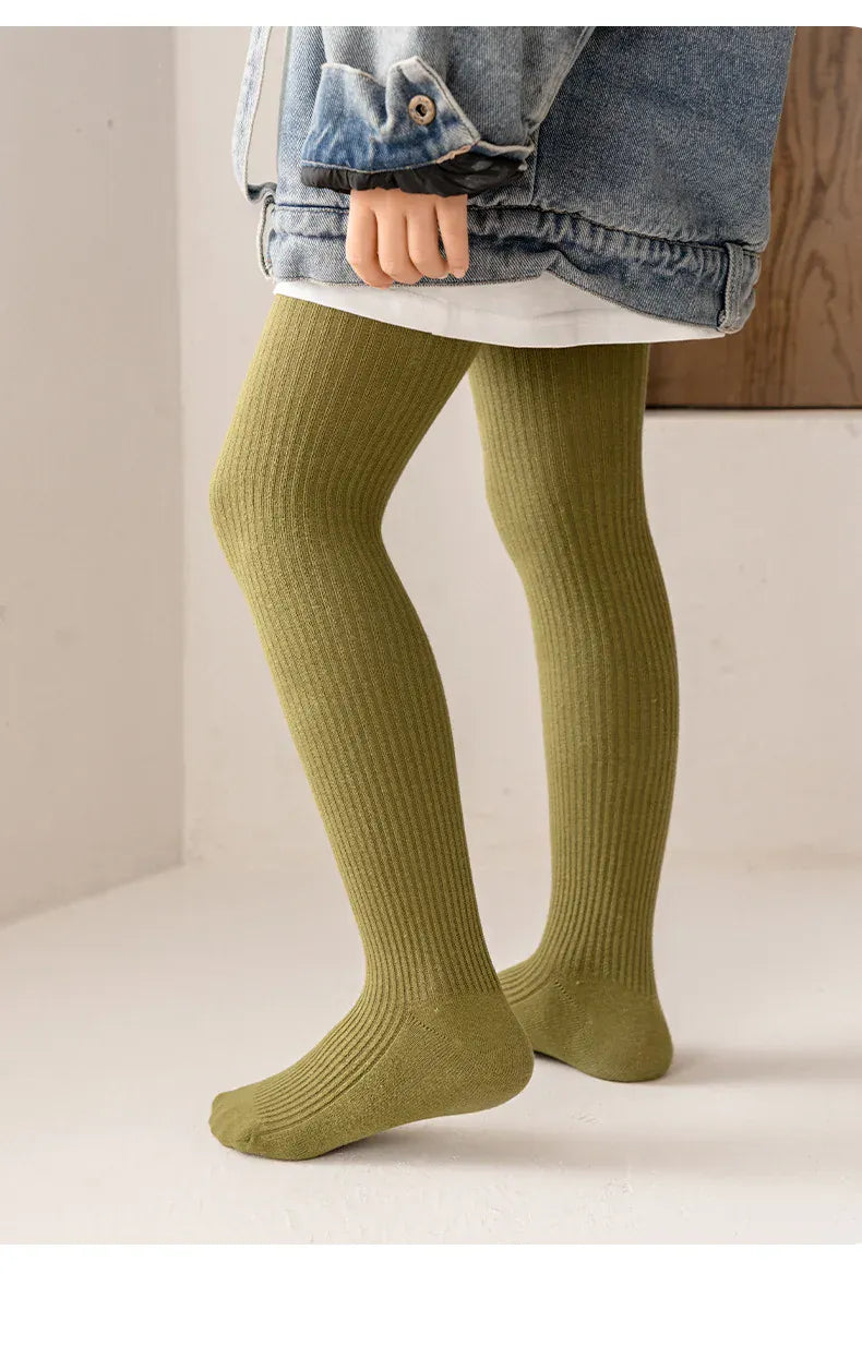 ベビー用靴下・タイツ ベビーキッズタイツ リブ編みシンプルロングソックス【mh0007605】