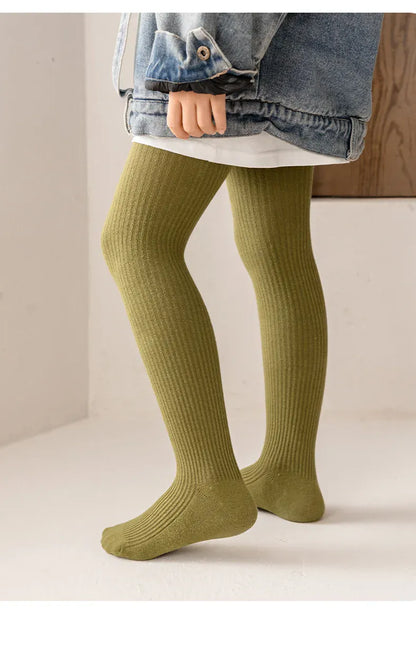 ベビー用靴下・タイツ ベビーキッズタイツ リブ編みシンプルロングソックス【mh0007605】