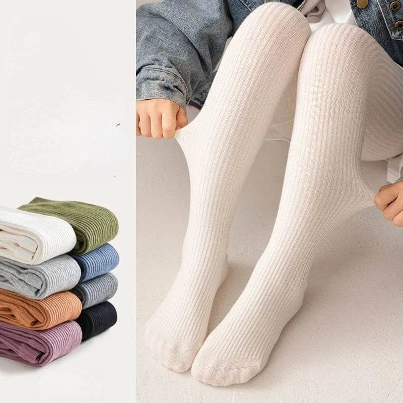 ベビー用靴下・タイツ ベビーキッズタイツ リブ編みシンプルロングソックス【mh0007605】