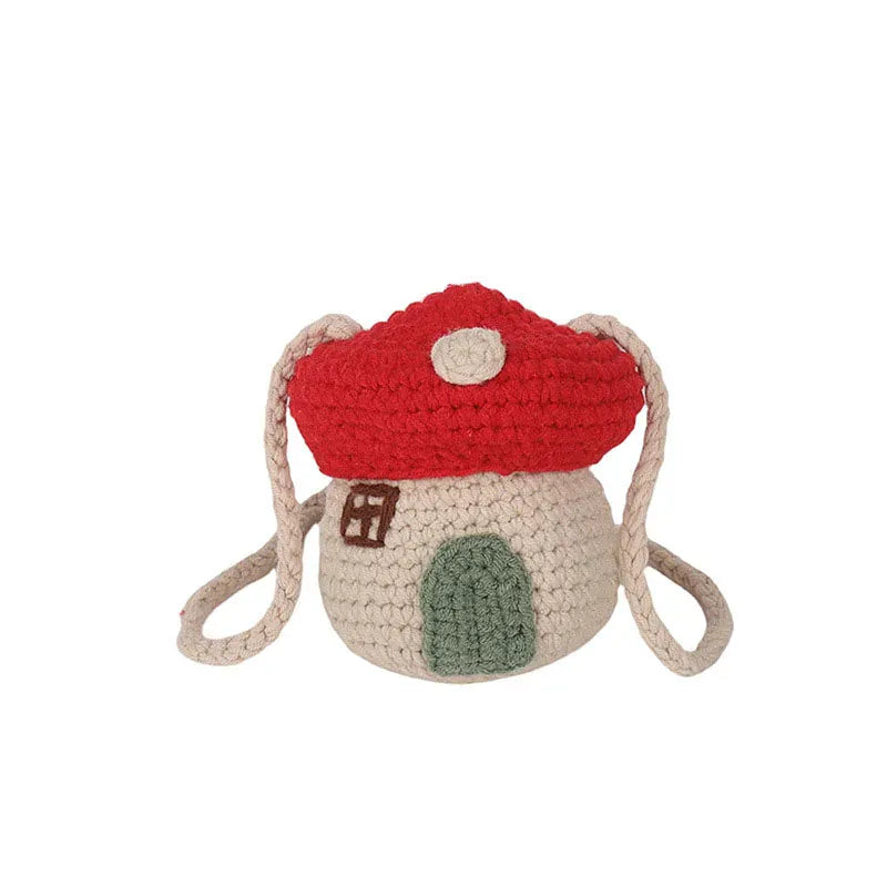 メッセンジャーバッグ キッズバッグ ニットポシェット きのこハウス家デザインメッセンジャーバッグ 鞄【mh0007713】