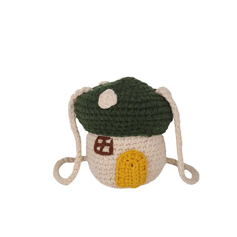 メッセンジャーバッグ キッズバッグ ニットポシェット きのこハウス家デザインメッセンジャーバッグ 鞄【mh0007713】