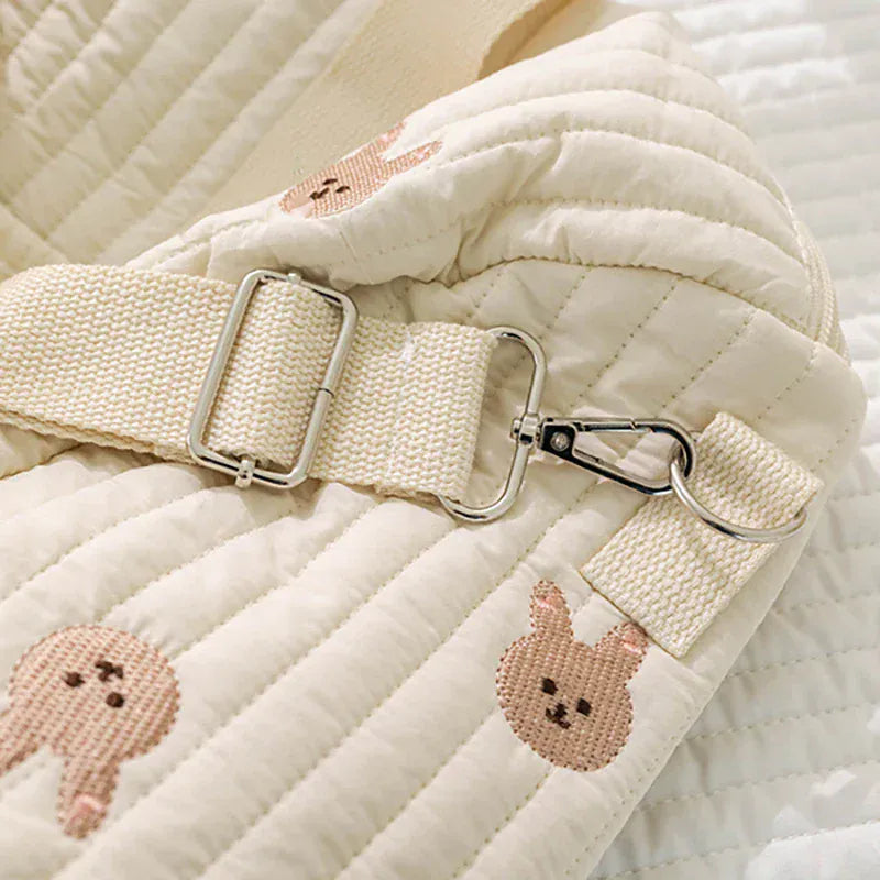 マザーズバッグ マザーズバッグ うさぎ/ベアくま/オリーブ刺繍キルティングボストンバッグ ままバッグ 鞄【mh0007720】