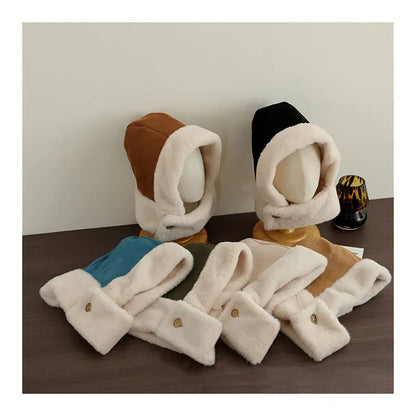 ベビー用帽子 キッズ帽子 フェイクムートンマフラードッキングフードキャップ【mh0007909】