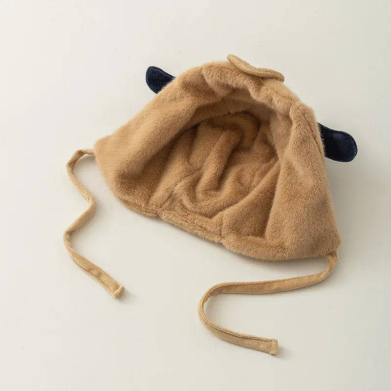 ベビー用帽子 ベビーキッズ帽子 耳付きフライトドッグ犬刺繍イヤーマフキャップ【mh0008098】