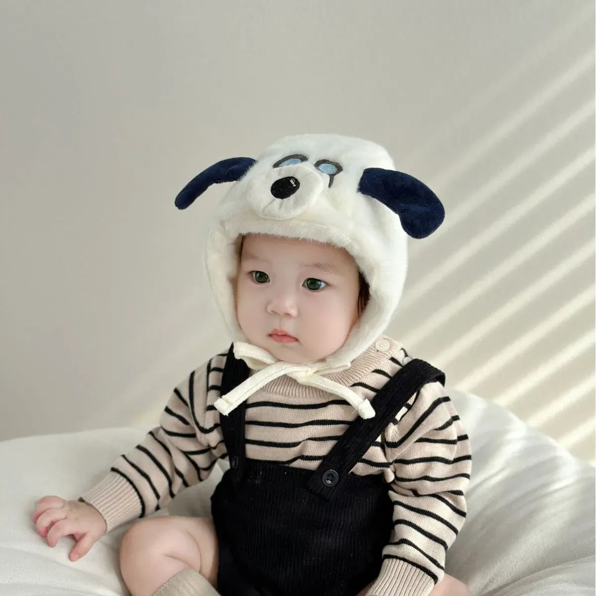 ベビー用帽子 ベビーキッズ帽子 耳付きフライトドッグ犬刺繍イヤーマフキャップ【mh0008098】