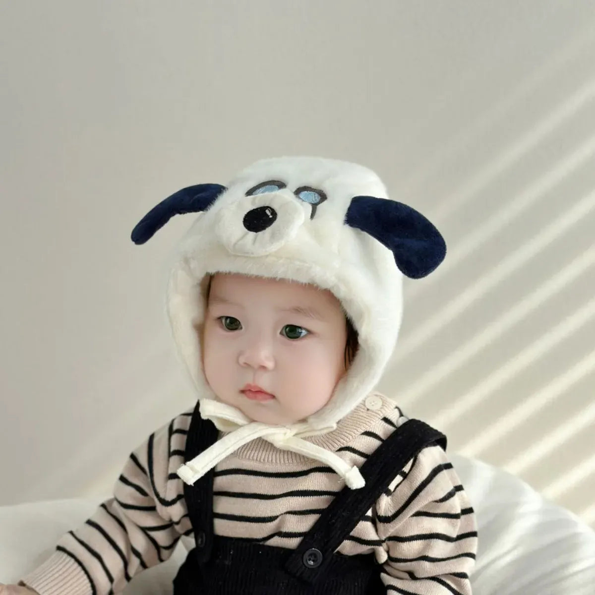 ベビー用帽子 ベビーキッズ帽子 耳付きフライトドッグ犬刺繍イヤーマフキャップ【mh0008098】