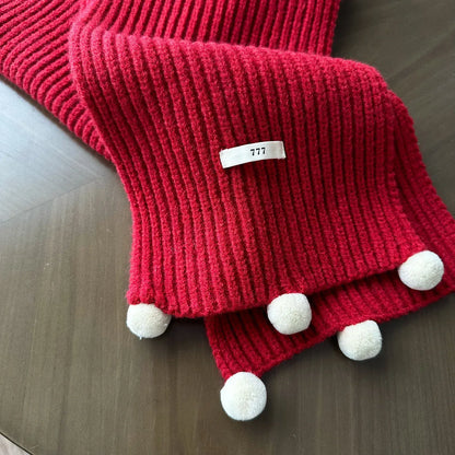 ネックウォーマー キッズマフラー ポンポン付きニットスカーフネックウォーマー【mh0008174】