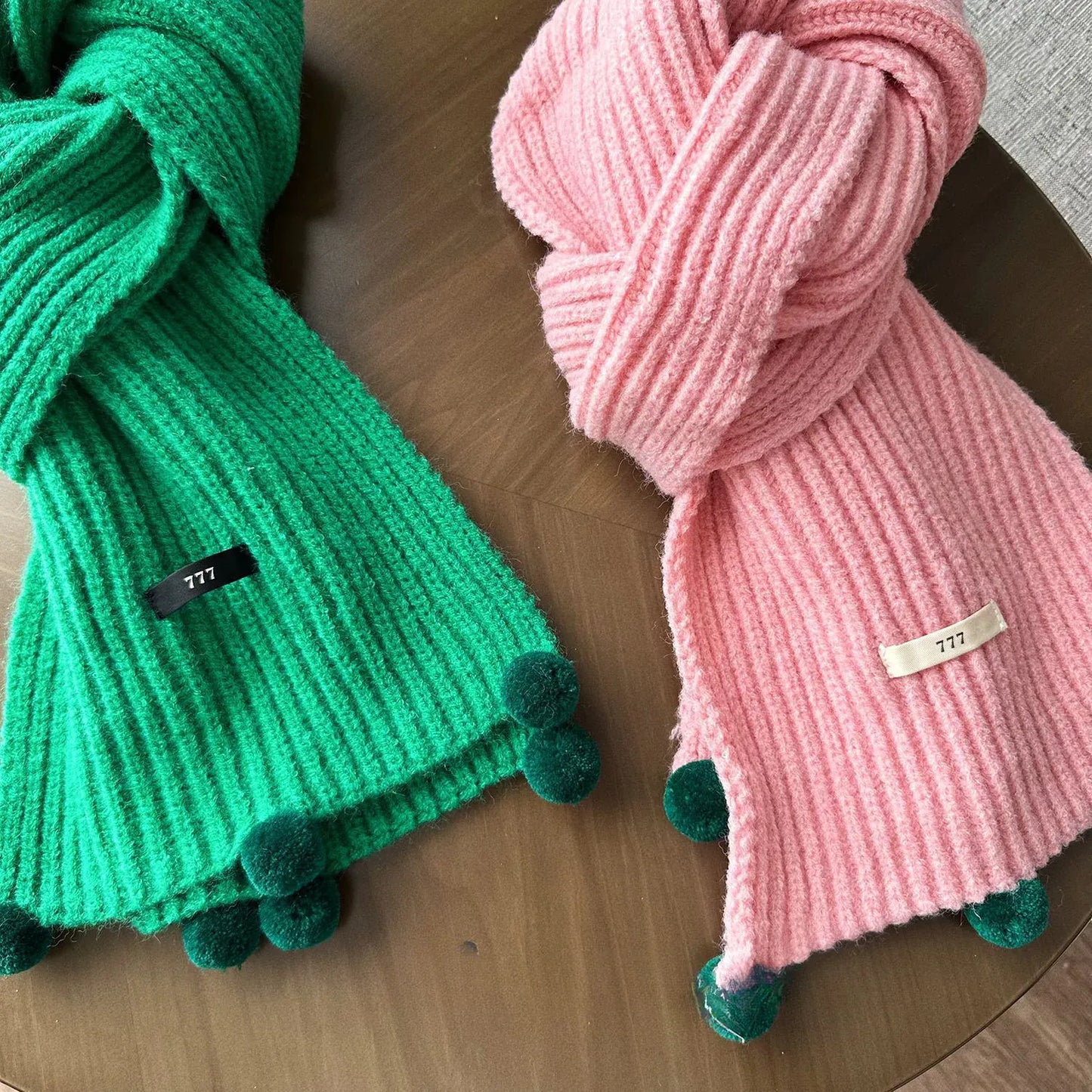 ネックウォーマー キッズマフラー ポンポン付きニットスカーフネックウォーマー【mh0008174】