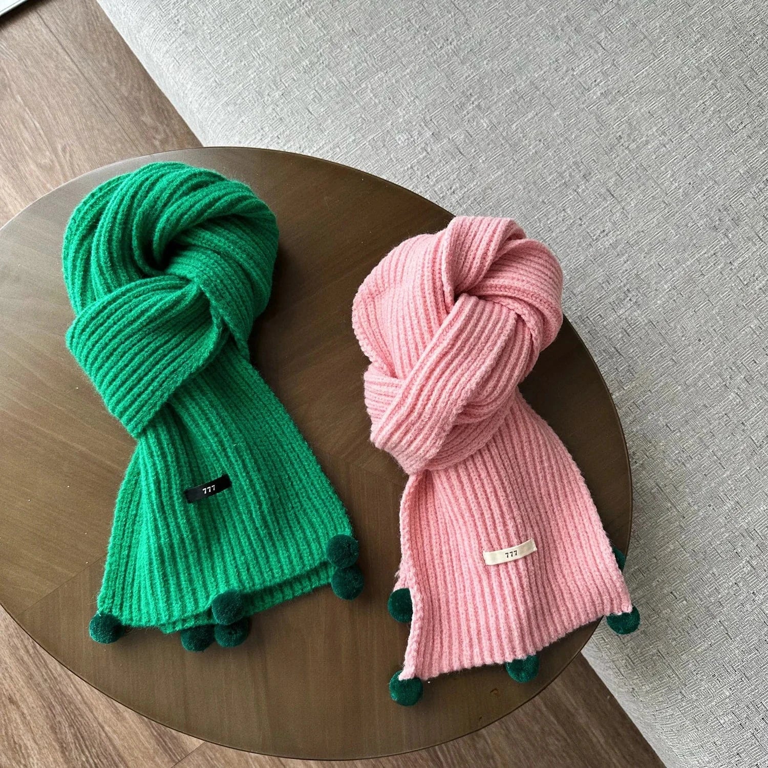 ネックウォーマー キッズマフラー ポンポン付きニットスカーフネックウォーマー【mh0008174】