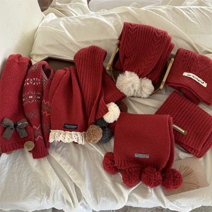 ネックウォーマー キッズマフラー リボンフリルレッドネックウォーマースカーフ【mh0008196】