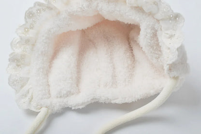 ベビー用帽子 ベビー帽子/マフラー フラワー刺繍ボアフリースボンネット/ネックウォーマーマフラー【mh0008632】