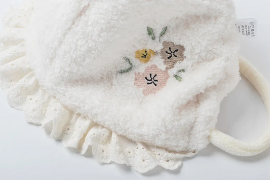 ベビー用帽子 ベビー帽子/マフラー フラワー刺繍ボアフリースボンネット/ネックウォーマーマフラー【mh0008632】