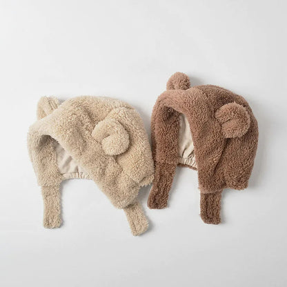 ベビー用帽子 ベビーキッズ帽子 くま耳付きボアフリース防寒帽子ハット【mh0008633】