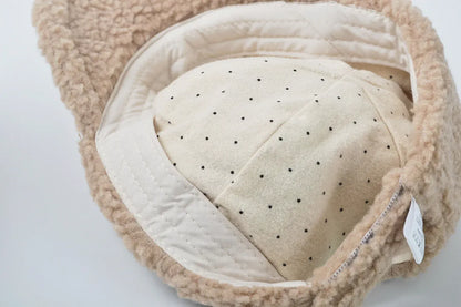 ベビー用帽子 ベビーキッズ帽子 スマイルフェイス刺繍ボアフリース野球帽キャップ【mh0008634】