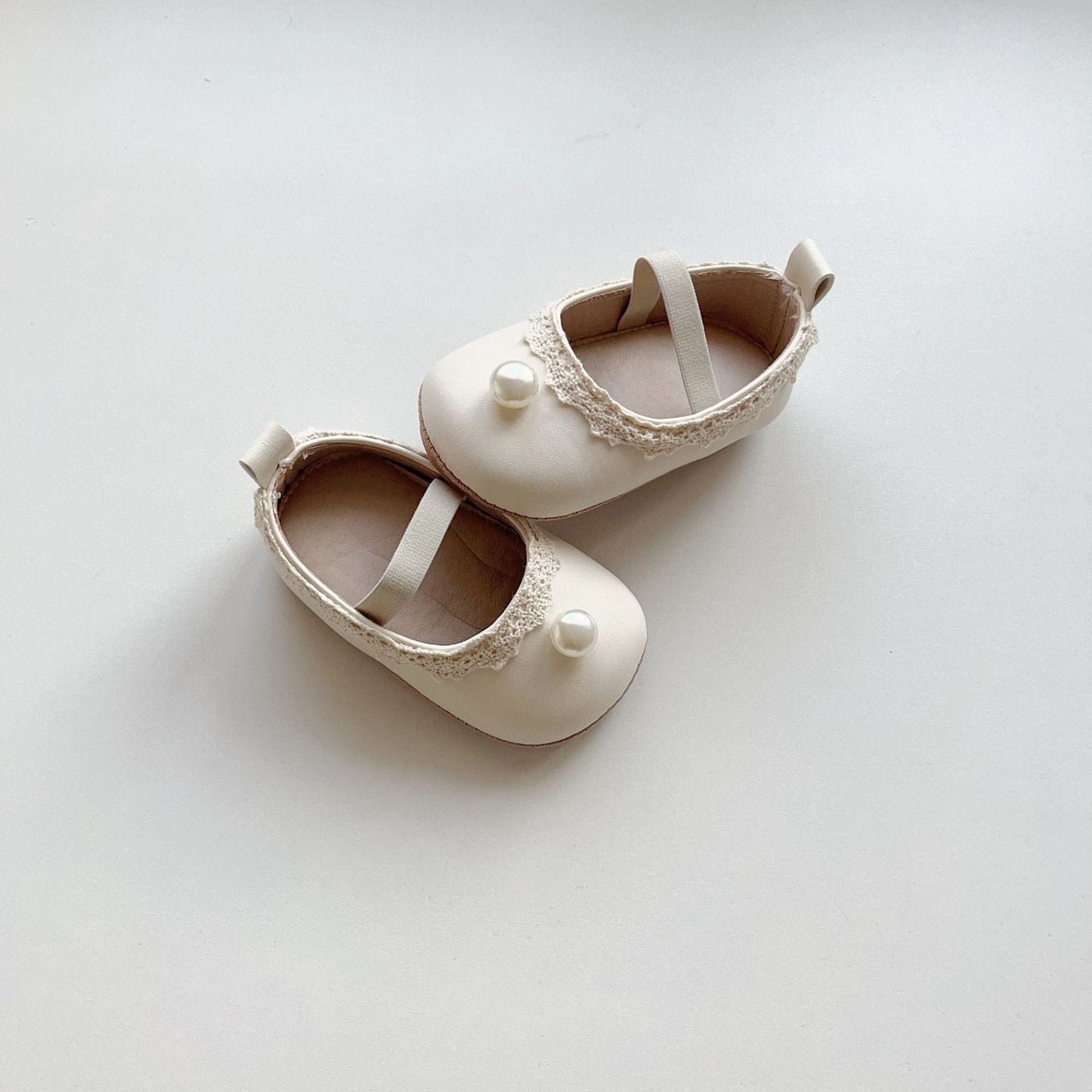 ベビー用靴 ベビーシューズ パールレースフラットバレエシューズ【mh0009716】