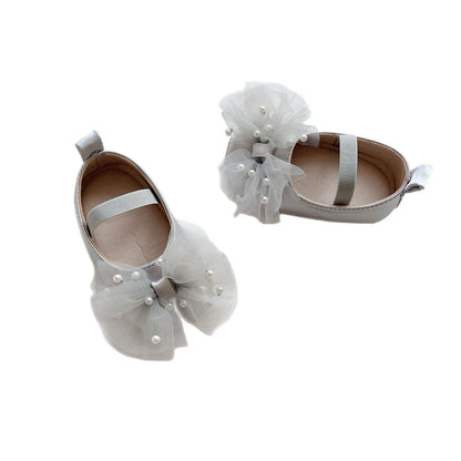 ベビー用靴 ベビーシューズ チュールリボンパールフラットバレエシューズ【mh0009717】