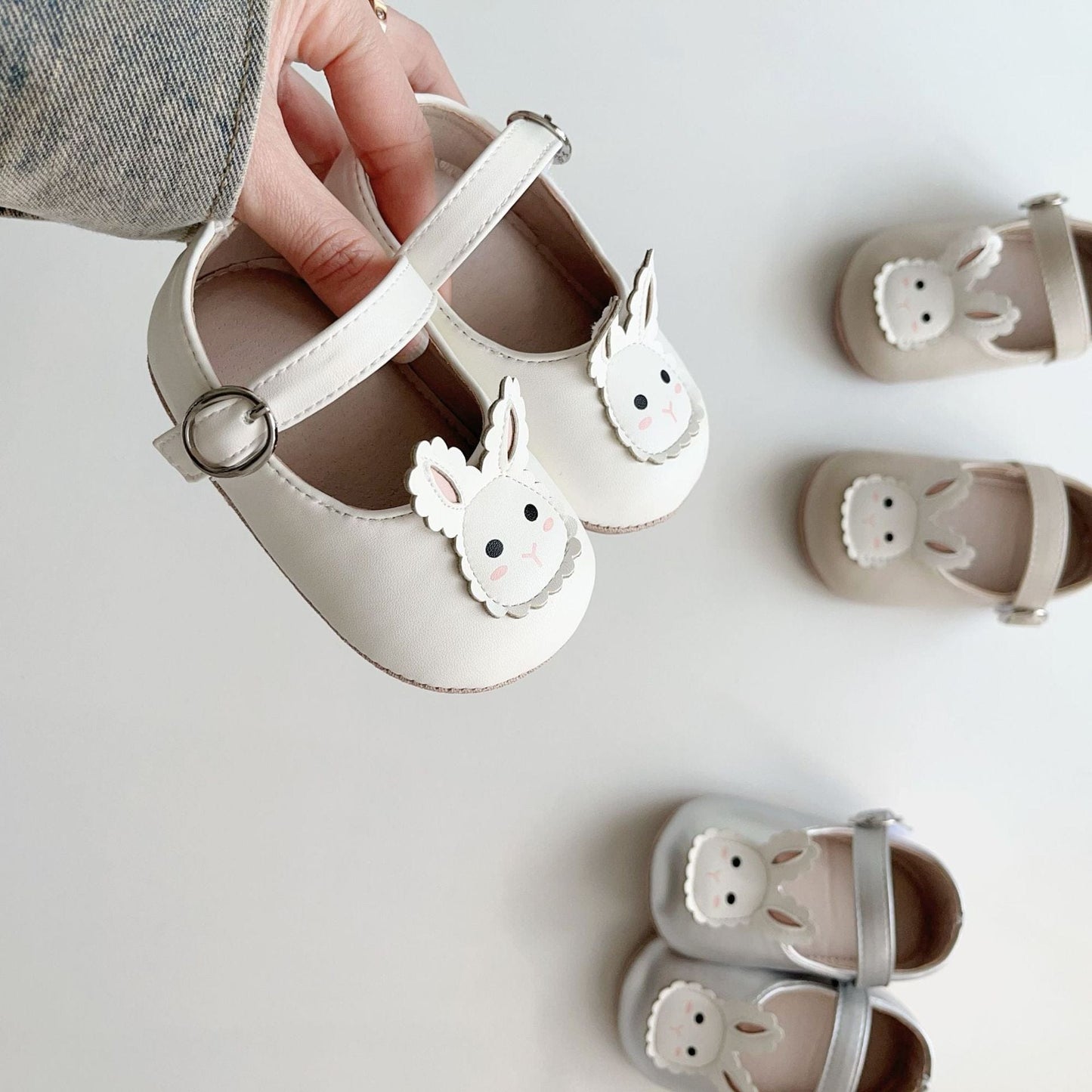 ベビー用靴 ベビーシューズ うさぎバニーストラップフラットバレエシューズ【mh0009718】