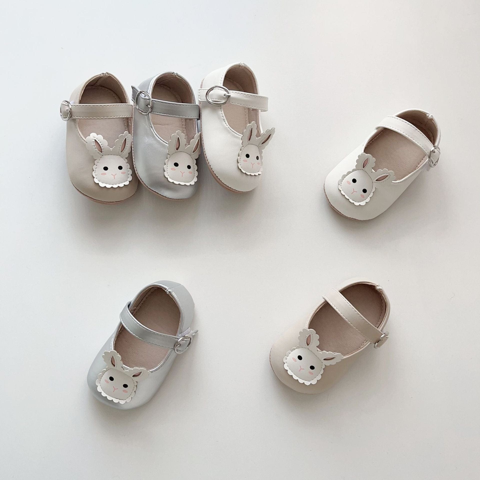 ベビー用靴 ベビーシューズ うさぎバニーストラップフラットバレエシューズ【mh0009718】