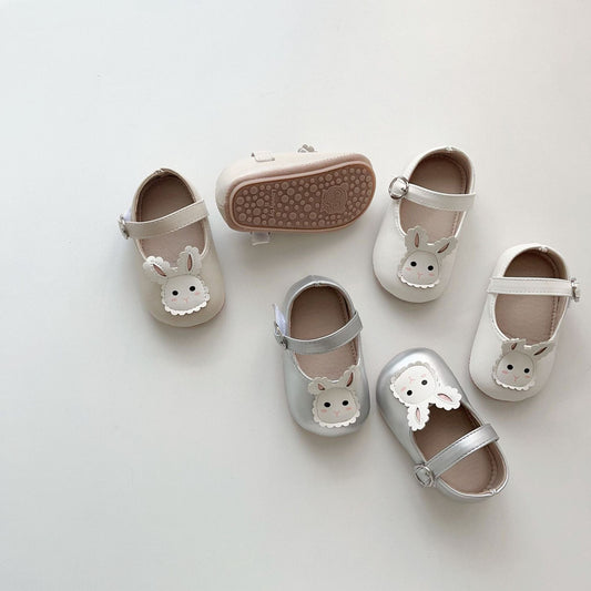ベビー用靴 ベビーシューズ うさぎバニーストラップフラットバレエシューズ【mh0009718】