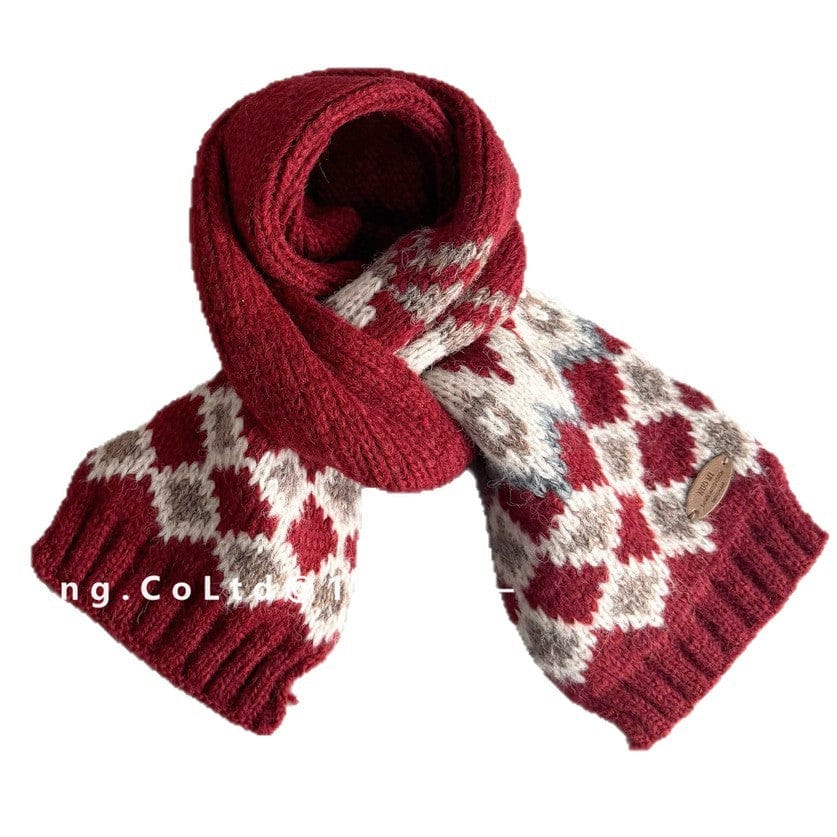 ネックウォーマー キッズ マフラー ニット 幾何学柄 ノルディック 韓国風 防寒【mh0011592】