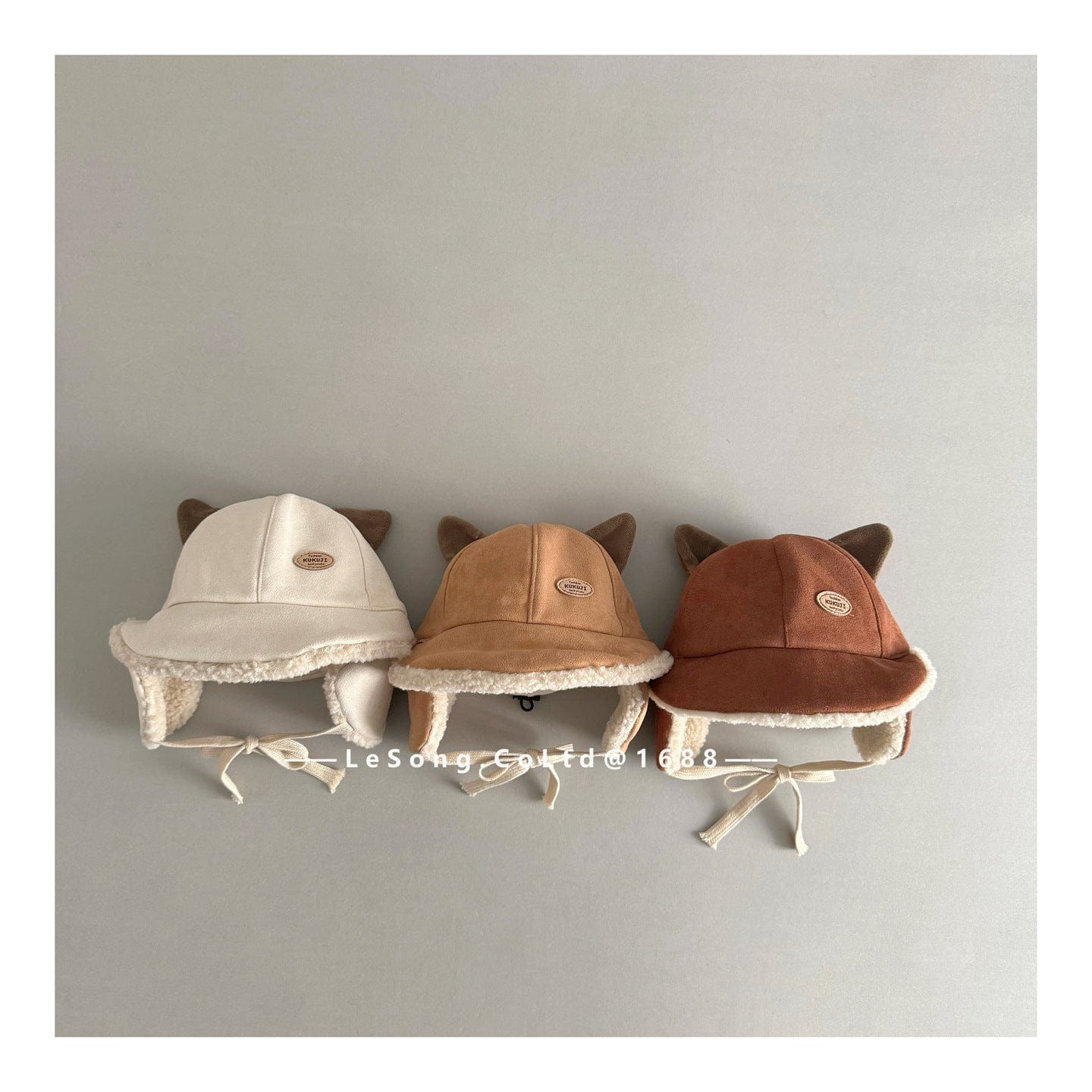 ベビー用帽子 ベビー帽子 耳付き ねこ耳 スエード調 フリース 防寒 つば付き【mh0011595】