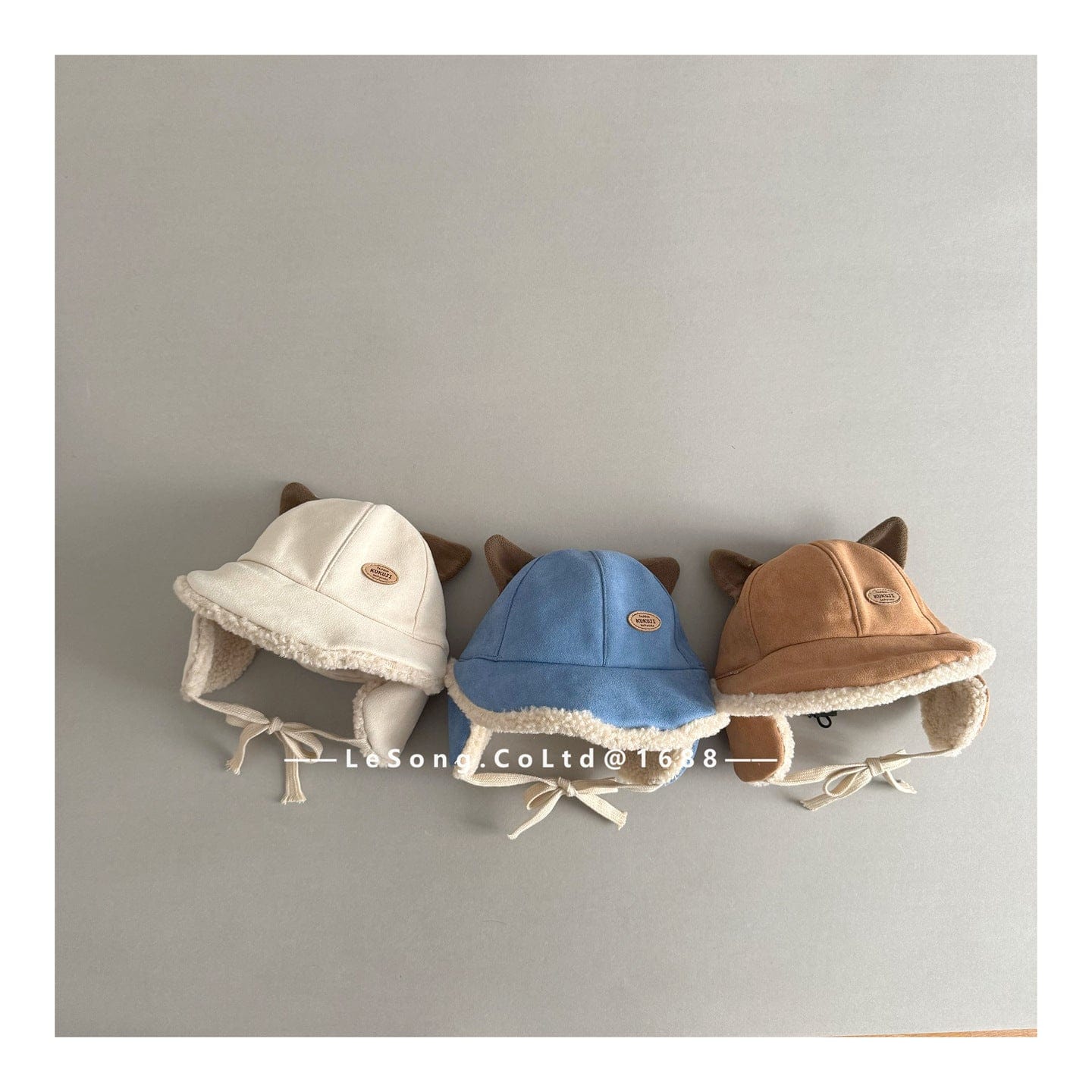 ベビー用帽子 ベビー帽子 耳付き ねこ耳 スエード調 フリース 防寒 つば付き【mh0011595】