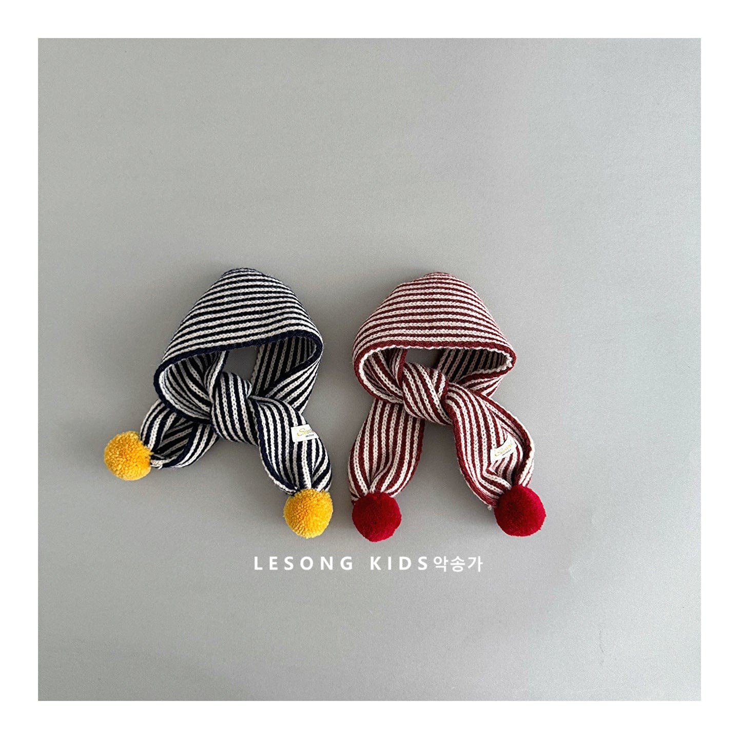 ネックウォーマー キッズ マフラー ストライプ ポンポン ニット 防寒 ネックウォーマー【mh0011596】