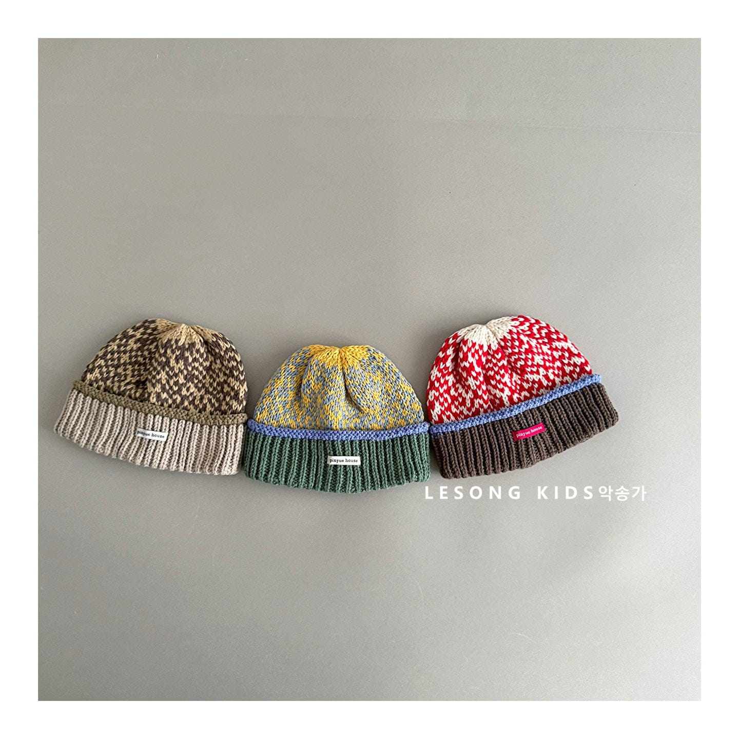 ベビー用帽子 キッズ ニット帽 ドーパミンカラー マルチカラー 総柄 ビーニー【mh0011600】
