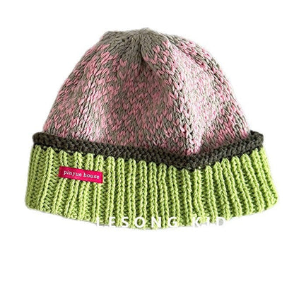 ベビー用帽子 キッズ ニット帽 ドーパミンカラー マルチカラー 総柄 ビーニー【mh0011600】