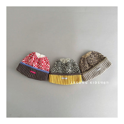 ベビー用帽子 キッズ ニット帽 ドーパミンカラー マルチカラー 総柄 ビーニー【mh0011600】