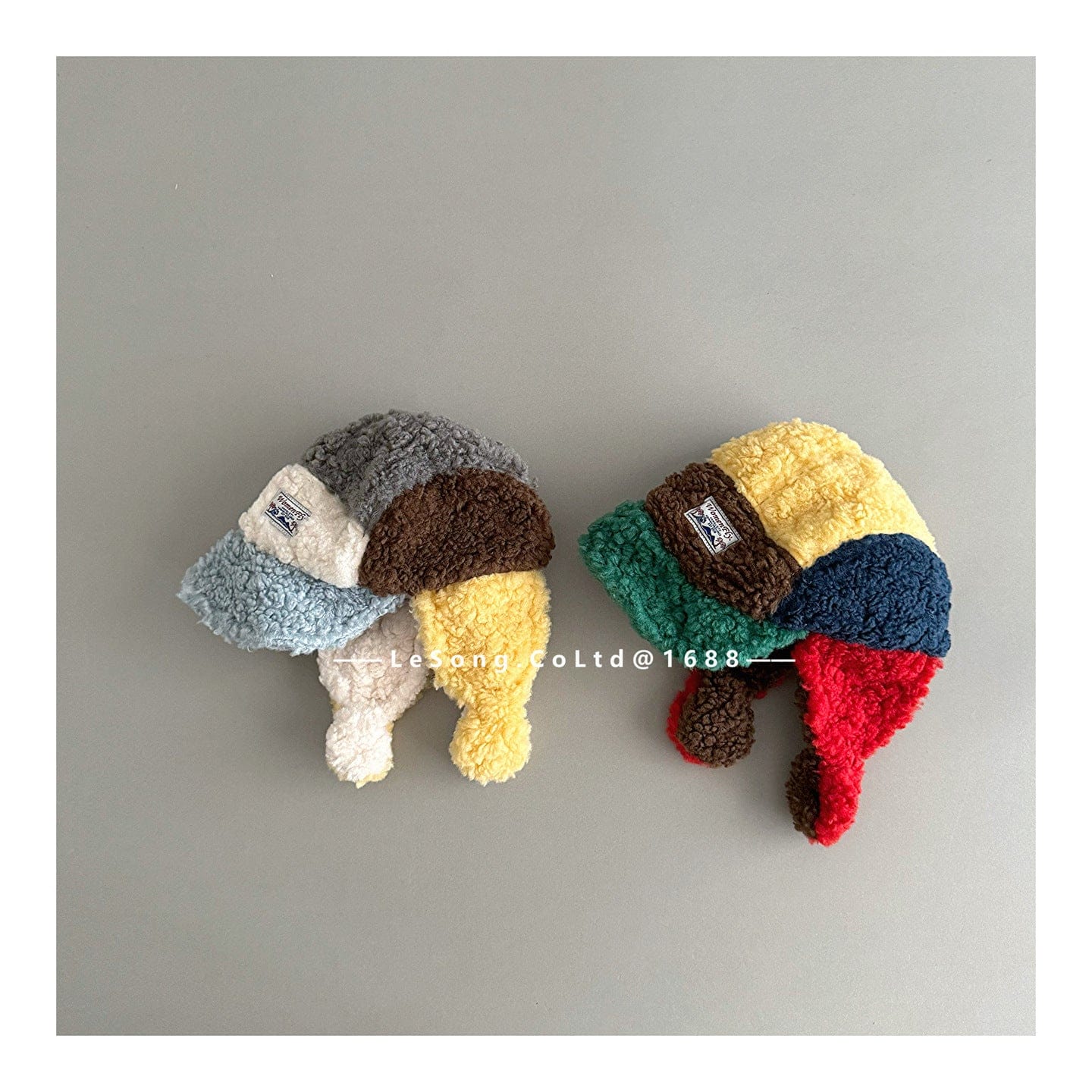 ベビー用帽子 キッズ パイロット帽 ボア カラフルパッチワーク 耳当て 防寒【mh0011601】