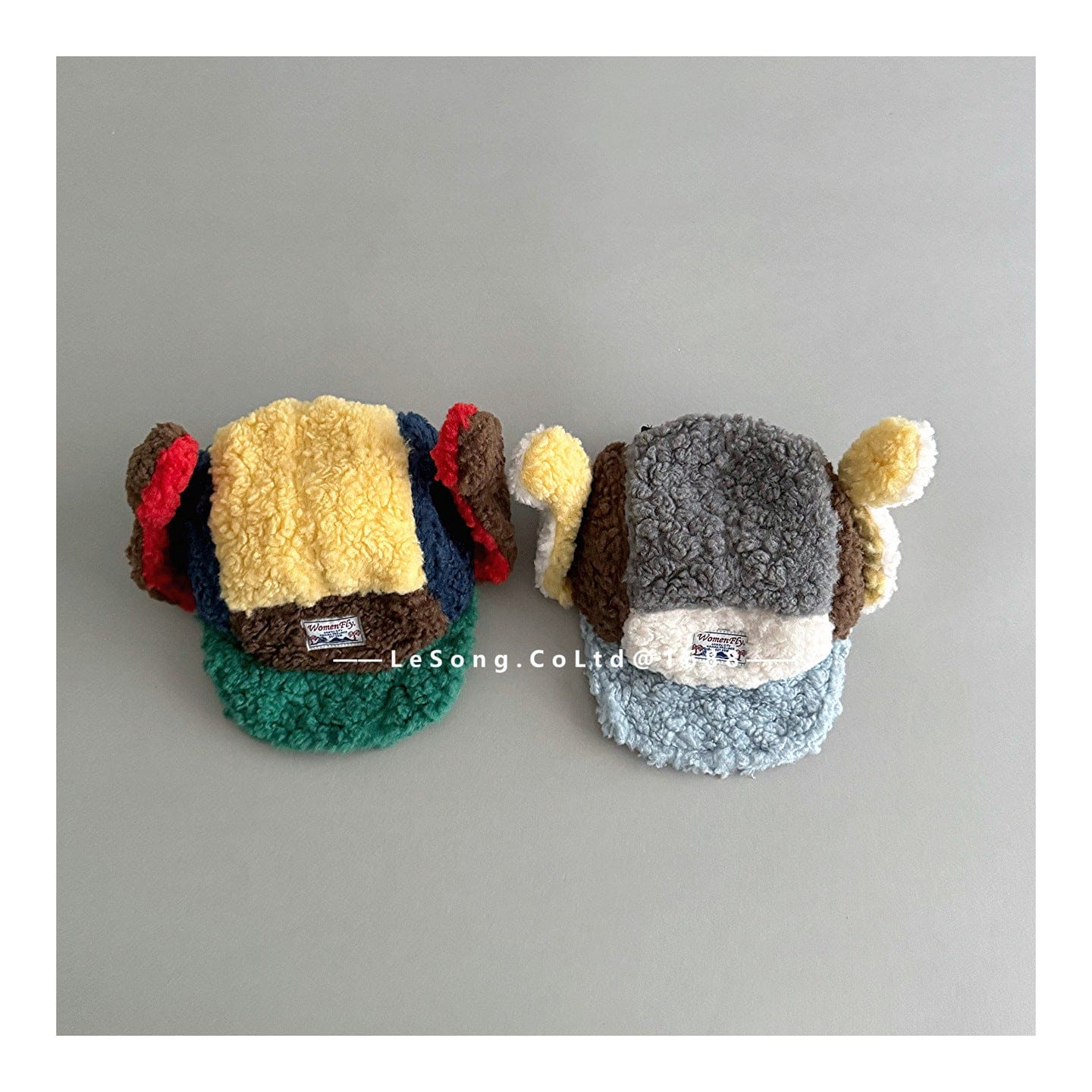 ベビー用帽子 キッズ パイロット帽 ボア カラフルパッチワーク 耳当て 防寒【mh0011601】