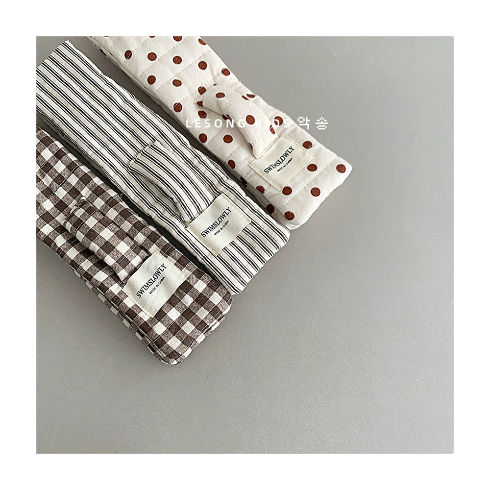 ネックウォーマー キッズマフラー チェック/ドット/ストライプ ネックウォーマー【mh0011796】