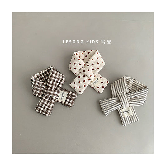 ネックウォーマー キッズマフラー チェック/ドット/ストライプ ネックウォーマー【mh0011796】