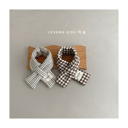 ネックウォーマー キッズマフラー チェック/ドット/ストライプ ネックウォーマー【mh0011796】