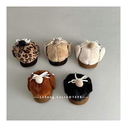 ベビー用帽子 キッズ帽子 フライトハット ボアフリース レオパード ウシャンカ【mh0011797】