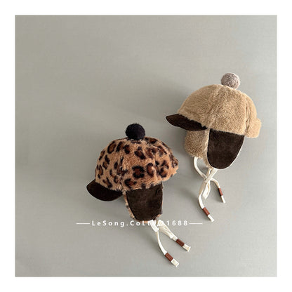ベビー用帽子 キッズ帽子 フライトハット ボアフリース レオパード ウシャンカ【mh0011797】