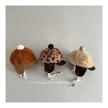 ベビー用帽子 キッズ帽子 フライトハット ボアフリース レオパード ウシャンカ【mh0011797】