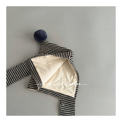 ベビー用帽子 キッズ帽子 ボーダー マフラードッキング ピクシーハット【mh0011804】