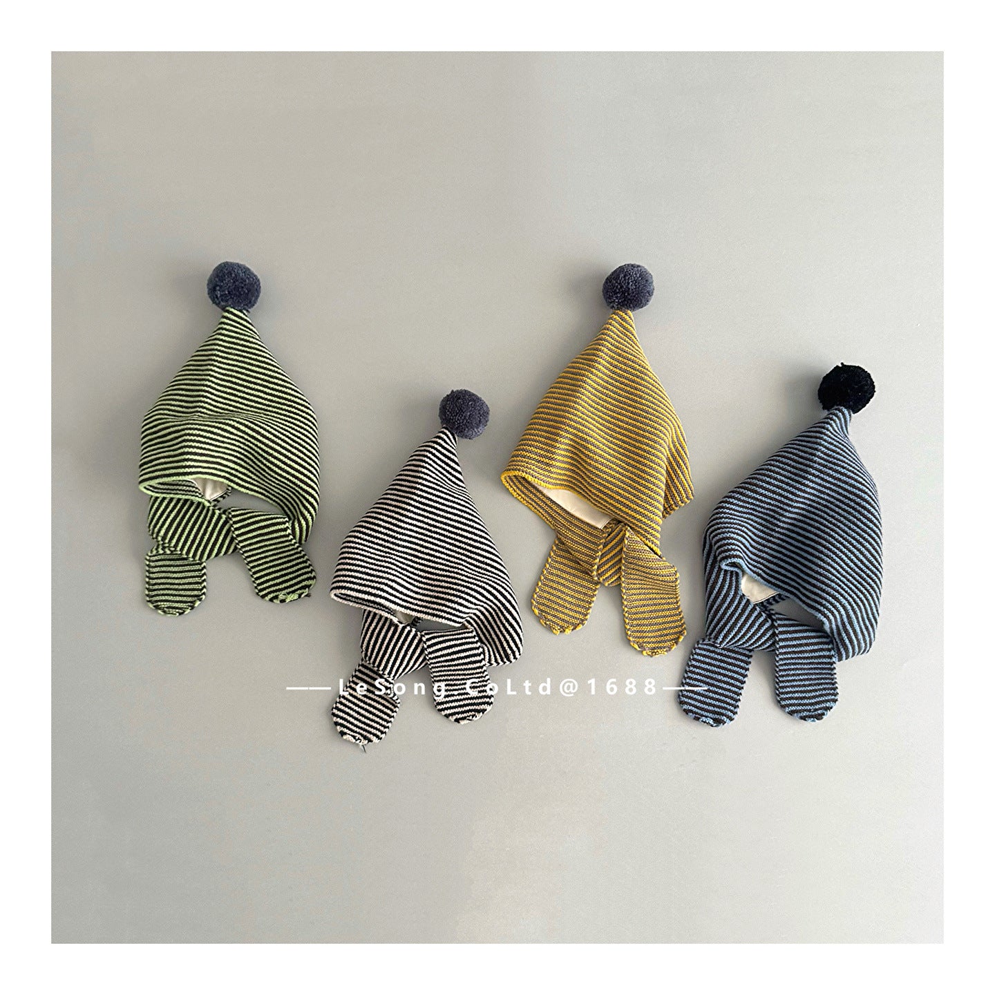 ベビー用帽子 キッズ帽子 ボーダー マフラードッキング ピクシーハット【mh0011804】