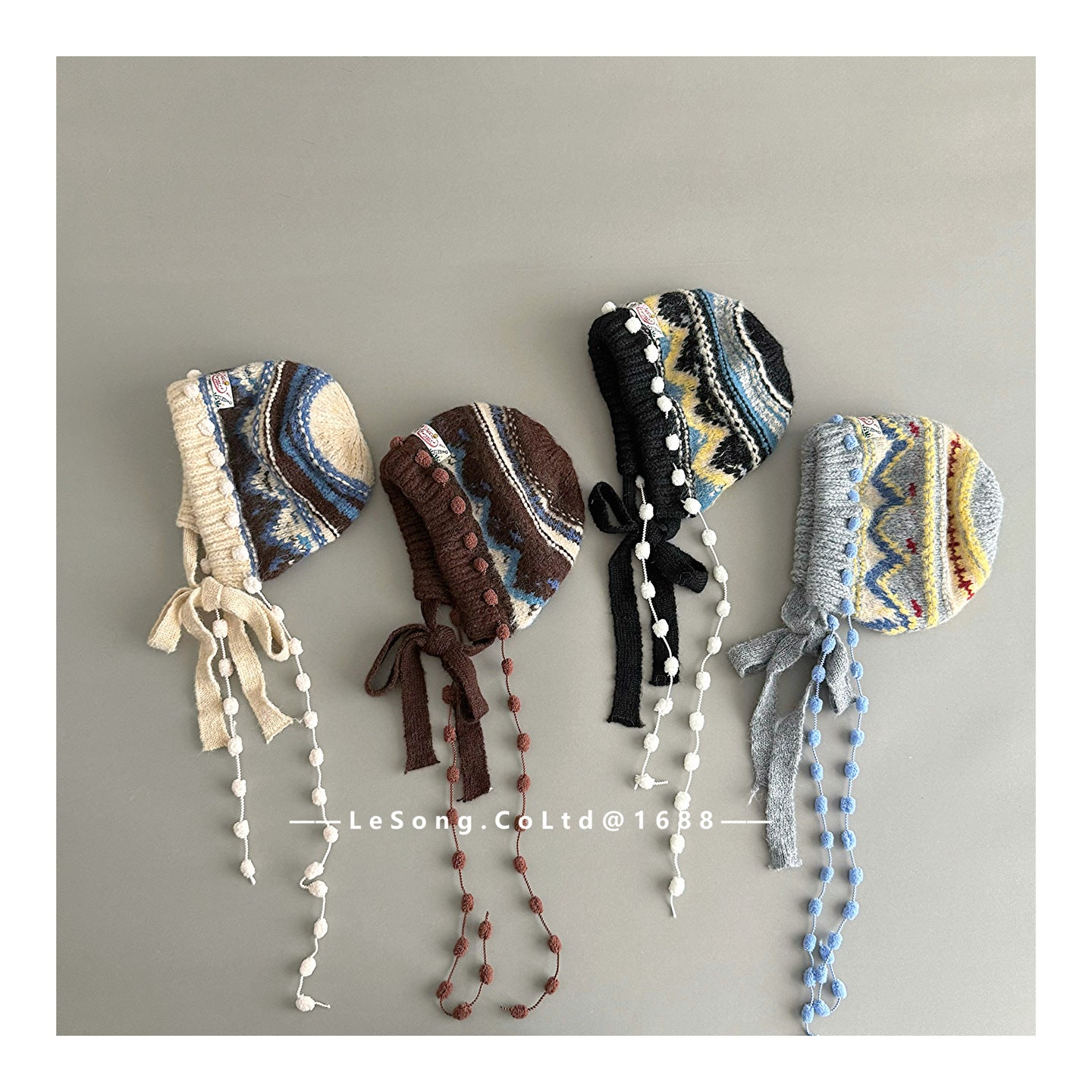 ベビー用帽子 キッズ帽子 ニット タッセル フェアアイル ニットキャップ【mh0011807】