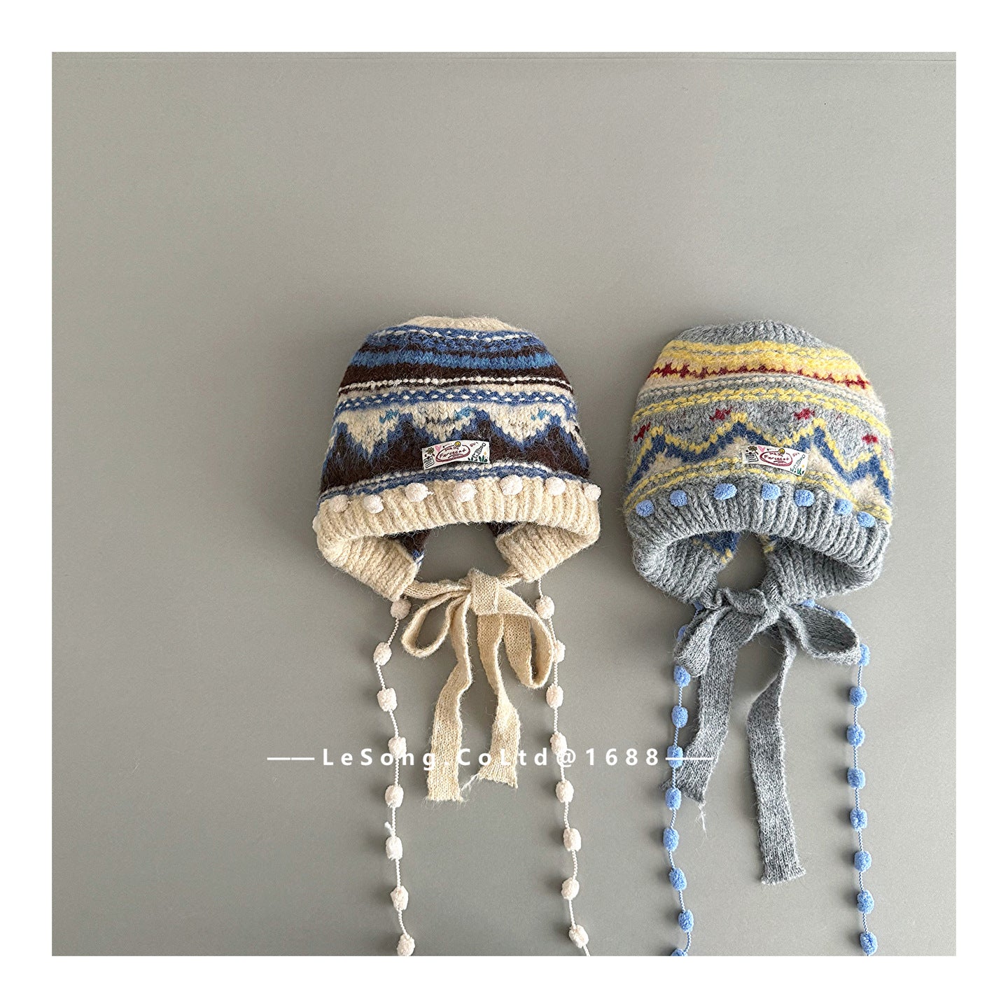 ベビー用帽子 キッズ帽子 ニット タッセル フェアアイル ニットキャップ【mh0011807】