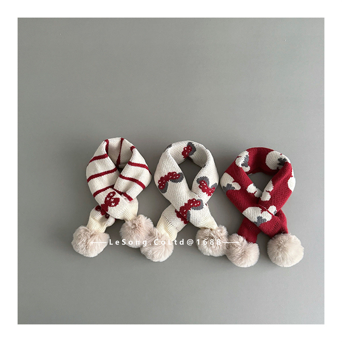 ネックウォーマー キッズマフラー ニット リボン/いちご ぽんぽん ネックウォーマー【mh0011808】