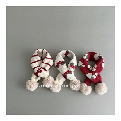 ネックウォーマー キッズマフラー ニット リボン/いちご ぽんぽん ネックウォーマー【mh0011808】