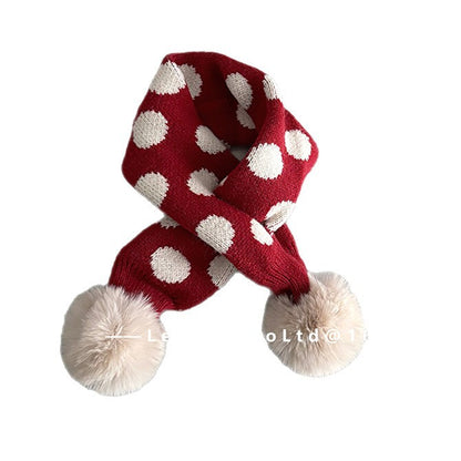 ネックウォーマー キッズマフラー ニット リボン/いちご ぽんぽん ネックウォーマー【mh0011808】