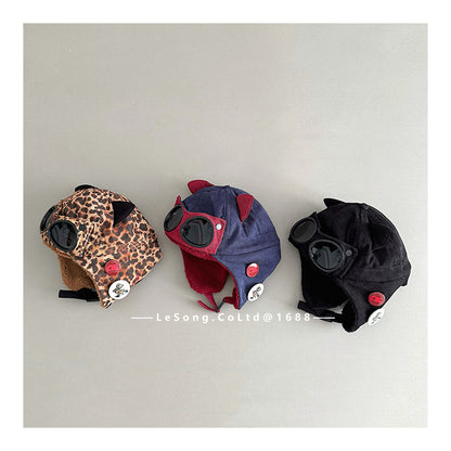 ベビー用帽子 キッズ帽子 ねこ耳 サングラス フライトハット パイロットキャップ【mh0011811】