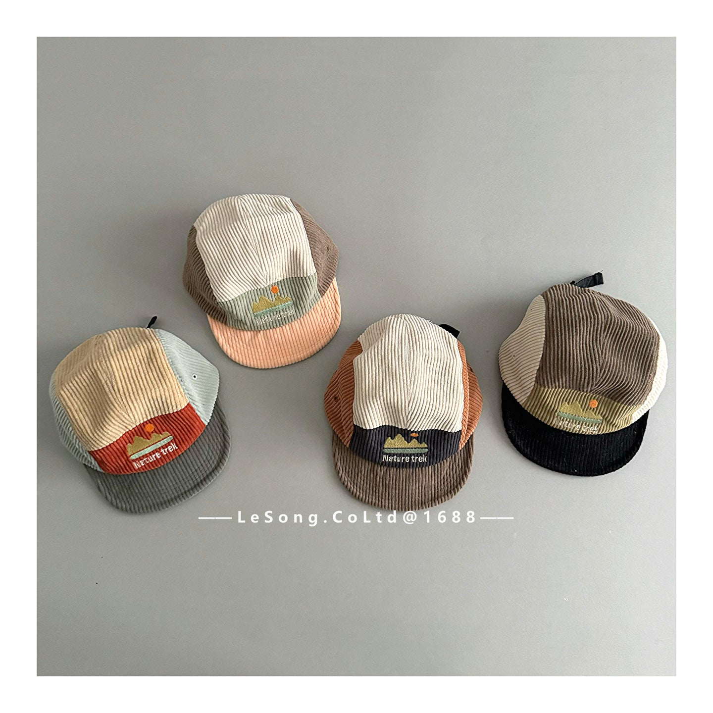 ベビー用帽子 キッズ帽子 コーデュロイ カラーブロック 野球帽【mh0011813】